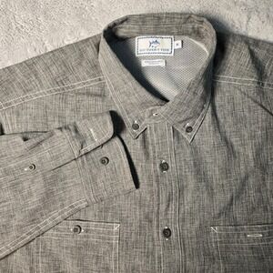 Southern Tide Shirt Mens Large Gray Performance Stretch Vented Long Sleeve‎